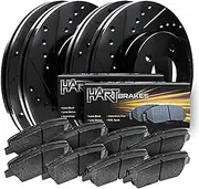 Hart Brakes Front Rear Brakes and Rotors Kit |Front Rear Brake Pads| Brake Rotors and Pads| Heavy Duty Brake Pads and Rotors |fits 2003-2006 Jeep TJ, 2003-2006 Jeep Wrangler