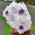 493G New Find white+purple PhantomQuartz Crystal Cluster MineralSpecimen
