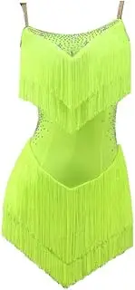 [JRUIA] Tassel Latin Dance Performance Dresses Backless Cha Cha Training Skirt Women's Salsa Tango Wear Clothes for Rumba