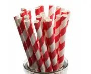 200 Pack Red White Drinking Straws Biodegradable Eco Paper Birthday Party Event Bistro Bar Cafe Take Away