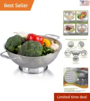 Premium Stainless Steel Micro-Perforated 5-Quart Colander - Dishwasher Safe