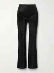 [ALEXANDER WANG] ALEXANDER WANG - Crystal-embellished Jersey Flared Pants - Black - medium medium Black