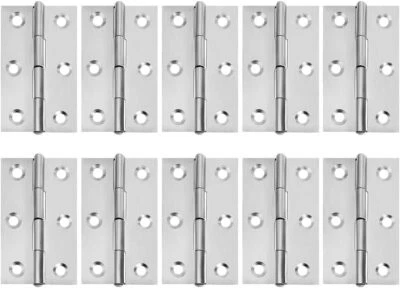 10 Pcs Stainless Steel Home Furniture Hardware Door Hinge Long 2.15 x 1.3...