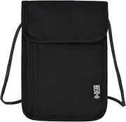 [Amexo] Neck Pouch Travel Wallet Secure Neck Wallet Travel Documents Holder Chest Bag for Travel Neck Pouches with RFID Blocking Travel Wallet Organizer for Passport Cash cards Keys, Black, One size