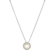 18k Gold And Sterling Silver Freshwater Cultured Pearl Necklace