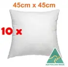 10 x Australian Made Cushion Insert Premium Polyester Fibre Filling-45cm x 45cm