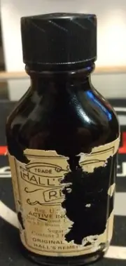 Vintage Apothecary Medicine Bottle - HALLS REMEDY - Half Label Left - Sealed