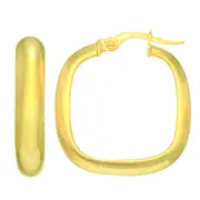 14K Yellow Gold Square Hoop Earrings, Diameter 22mm