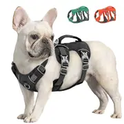 Didog No Pull Escape Proof Dog Harness Reflective Nylon Pet Vest with Handle Adjustable Black S:Chest 38-69cm