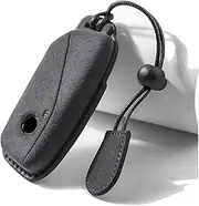 4 Buttons Key Fob Cover with Keychain Fit for BMW X7 M Sport 223i M Sport Active iX40 IX50 xDriveToure 7 Series G07 IX XM I7 Key Shell Holder Bag (Black,A)