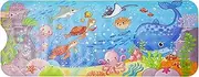 Treebud Bathtub Mat for Kids - Non Slip Cartoon Bath Mat with Suction Cup and Drain Hole, Extra-Long 40 X 16 Inch Bath Tub and Shower Mat for Baby Toddlers, Machine Washable, Blue-Halobios