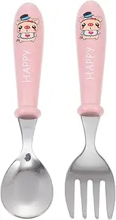 FUNOMOCYA Ergonomic Handle Design Fork Spoon Set Boys and Girls Cutlery Set Toddler Forks Spoons 304 Stainless Steel Portable Eating Utensils