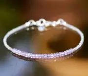 Natural Amethyst and Labradorite Layering Bracelet Sterling Silver , 7" - 7 1/2"