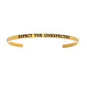 Intuitions Stainless Steel EXPECT THE UNEXPECTED Diamond Accent Cuff Bangle Bracelet, 7"