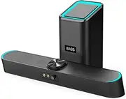 D-238 Desktop Computer Speaker Super Bass Subwoofer 4D Stereo Speakers 3.5mm Wired Soundbox USB Powered 30HZ-15KHZ -Proof Black One Size