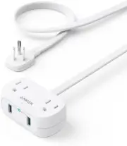 Anker USB Power Strip, 5 ft Thin Cord and Flat White-Flat Extension