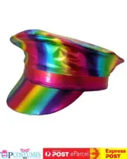 Shiny Rainbow Police Cap Costume Hat Pride Burning Man Festival Mardi Gras