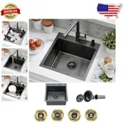 Compact 18x18 Inch Drop-In Bar Sink - Stainless Steel with Integrated Strainer