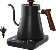 Electric Gooseneck Kettle 0.9L, LCD Temperature Control Display, 1200W Fast Heating, 304 Stainless Steel Pour Over Coffee & Tea Kettle (Black)
