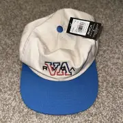 NWT RVCA Blue Cream White Hampton Snapback Mens Hat Cap Adjustable