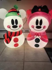 NEW 2ft Mickey and Minnie Mouse Disney Blow Mold Light Up Christmas