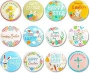 [Losuya] 12pcs Easter Party Buttons Pins Easter Badges Pin Back Buttons for Kids Easter Party Favor, Medium, Metal