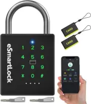Heavy Duty Smart Padlock with Key, Pad Lock with Code Keypad, Weatherproof Bl...