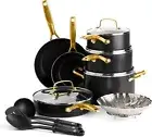 Gold 14 Piece Cookware Pots and Pans Set Induction Suitable Diamo