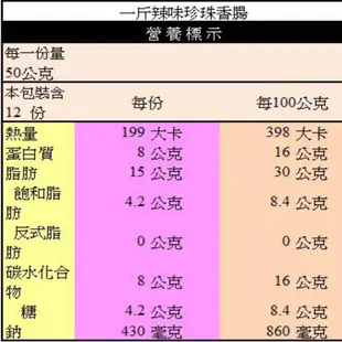 黑橋牌香腸一斤辣味珍珠香腸-真空包