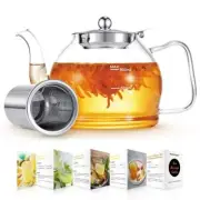 Glass Teapot 40oz/1200ml Glass Teapot with Removable Infuser Clear Tea Pot fo...