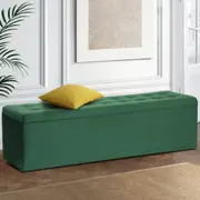 140cm Artiss Storage Ottoman Blanket Box Velvet Green
