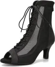Women Ballroom Dance Boots Latin Salsa Dress Performance Practice Footwear...