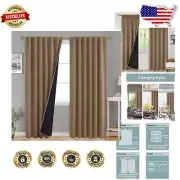Dual Layer Room Darkening Curtains 52 x 90 Inch - Chic Taupe for Modern Spaces