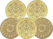 5 pcs Aztec Calendar Coins, Mexican Mayan Culture Challenge Coin, Collections and Gifts (Gold Color)