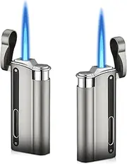 WIYETY Windproof Lighter Windproof Jet Lighter: Pack of 2 Gas Refillable Windproof Lighter, Windproof Lighter Jet Flame, Jet Lighter with Visible Window, Lighter for Kitchen, Barbecue, Camping