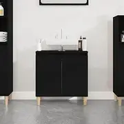 Bathroom Under Sink Cabinet, Bathroom Vanity Base Unit Storage Floor Cabinet Sink Cabinet Black 58x33x60 cm Engineered Wood