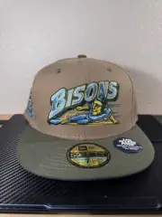 New Era 59fifty Buffalo Bisons Olive Green Fitted Hat Cap Size 7 1/2