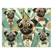 Puzzle (120, 252, 500-Piece) Pug Dog Party Art Fun Cute Quirky Pet Game Night