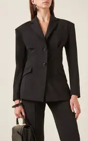 [Del Core] Hourglass Gathered Twill Blazer Jacket