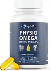 Physio Omega 3 DPA, DHA, EPA Wild Caught Pure Menhaden Fish Oil Supplement, 60 Softgels