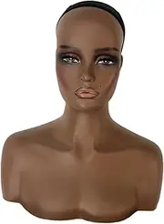 TENOL Wig Showing Stand Female Mannequin Head Barber Shop Beauty Accessories Displaying Jewelry with Makeup Wig Holder Women Adults