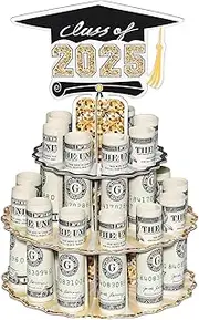 Graduation Money Holder 2025 - Graduation Money Cake | with 20 Holes, Wooden Double Layer Party Supplies for High School Graduates Party Keepsake