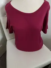 NWT Ann Taylor Loft tee sweater size med fuchsia top shirt keyhole back hot pink