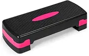 Costway Adjustable Workout Aerobic Stepper, Aerobic Exercise Step Platform with 4 Risers, Non-slip Trainer Stepper for Gym, Home, Office Exercise (2 levels -10 /15cm (Black))
