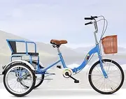 Folding Elderly Tricycle,Adult Rickshaw Pedal Tricycle,Leisure Mobility Vehicle,20inch Tandem Trike with Rear seat,Sensitive Dual Brakes,Scooter Bike