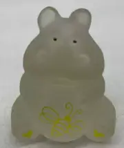 Fenton Solid Glass Crystal Satin Hippo - Sand Carved w/ Yellow Bumble Bees