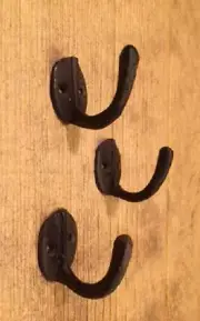 Three (3) Robe Hooks Cast Iron Rustic Brown 1 1/2" Tall Three (3) 0170-01203