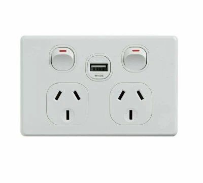 DOUBLE Pole 2.1A Amp Single USB Double Power Point 10 Amp GPO CLASSIC style RV