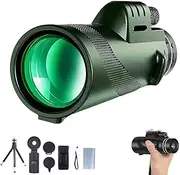 Stscope360 Monocular, STS Scope 360 Military Grade Magnification, Monocular Scope Set for Adults Long Range, 2025 Upgraded Handheld Portable HD Night Vision with Adapter, Tripod(Green,80 * 100)