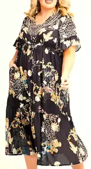 TS TAKING SHAPE plus size S - M / 18 Debbie Sparkle Maxi Dress floaty sexy NWT!
